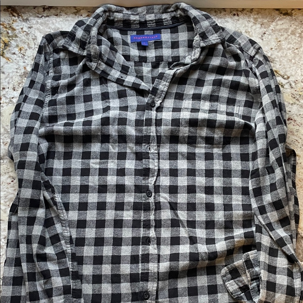 Aeropostale Black and White Checkered Shirt